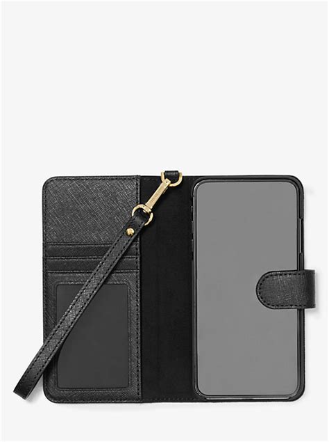 michael kors hoesje iphone xs max|Saffiano Leather Wristlet Folio Case for iPhone XS .